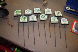 Ten painted herb markers (180)