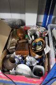 A box of various sundry items including china, woo