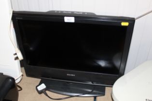 A Sony Bravia flat screen television lacking remot