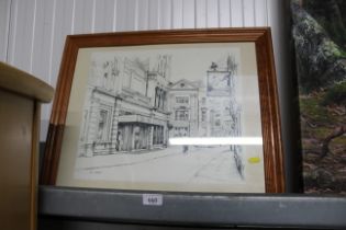 Ken Thomas, black and white print 'The Corn Exchange Ipswich'