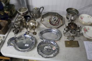 A collection of metal ware to include rose bowl, c