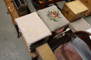 A loom storage stool, a string top stool and two o