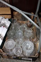 A box of table glassware