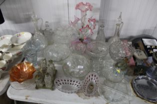 A collection of table glassware to include glass e
