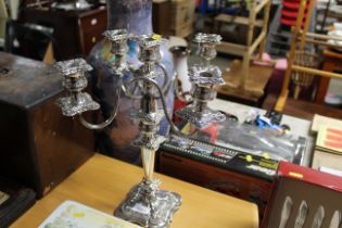 A four branch silver plated candelabra