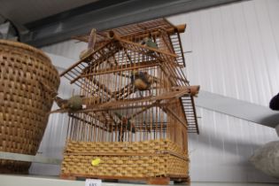 A wooden bird cage