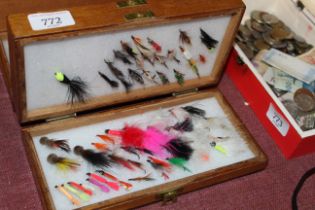 A box of fishing flies