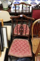 A pair of Edwardian inlaid bedroom chairs