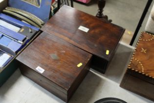 A sewing box and a mother of pearl inlaid writing