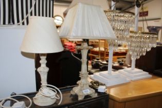 Two table lamps and shades