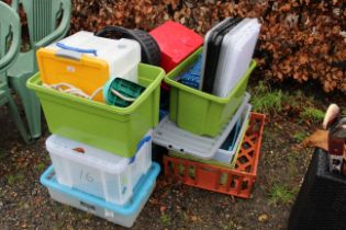 A quantity of plastic storage crates etc.