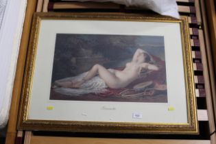 After Dubois, coloured print depicting reclining n