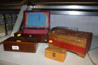 A collection of various wooden trinket boxes