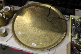 An Eastern brass tray