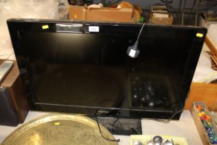 A Toshiba television lacking remote control