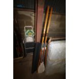 Two pairs of rowing oars and a parcel shelf