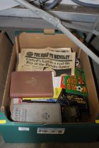 A box of football related ephemera and various oth