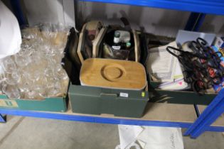 Three boxes containing various table glassware, sc