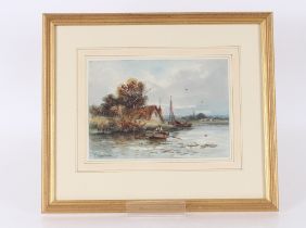 T. Mortimer, British, late 19th / early 20th Century watercolour study of figure rowing on a river