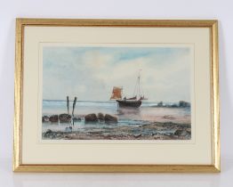 K. Sidney, watercolour study, fishing vessel on a