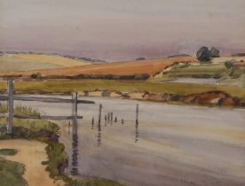 Reginald Smith, watercolour study of a river scene