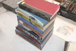 Ten various Folio Society books, nine with outer