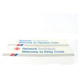 Two enamel Network South East signs for "Harwich T