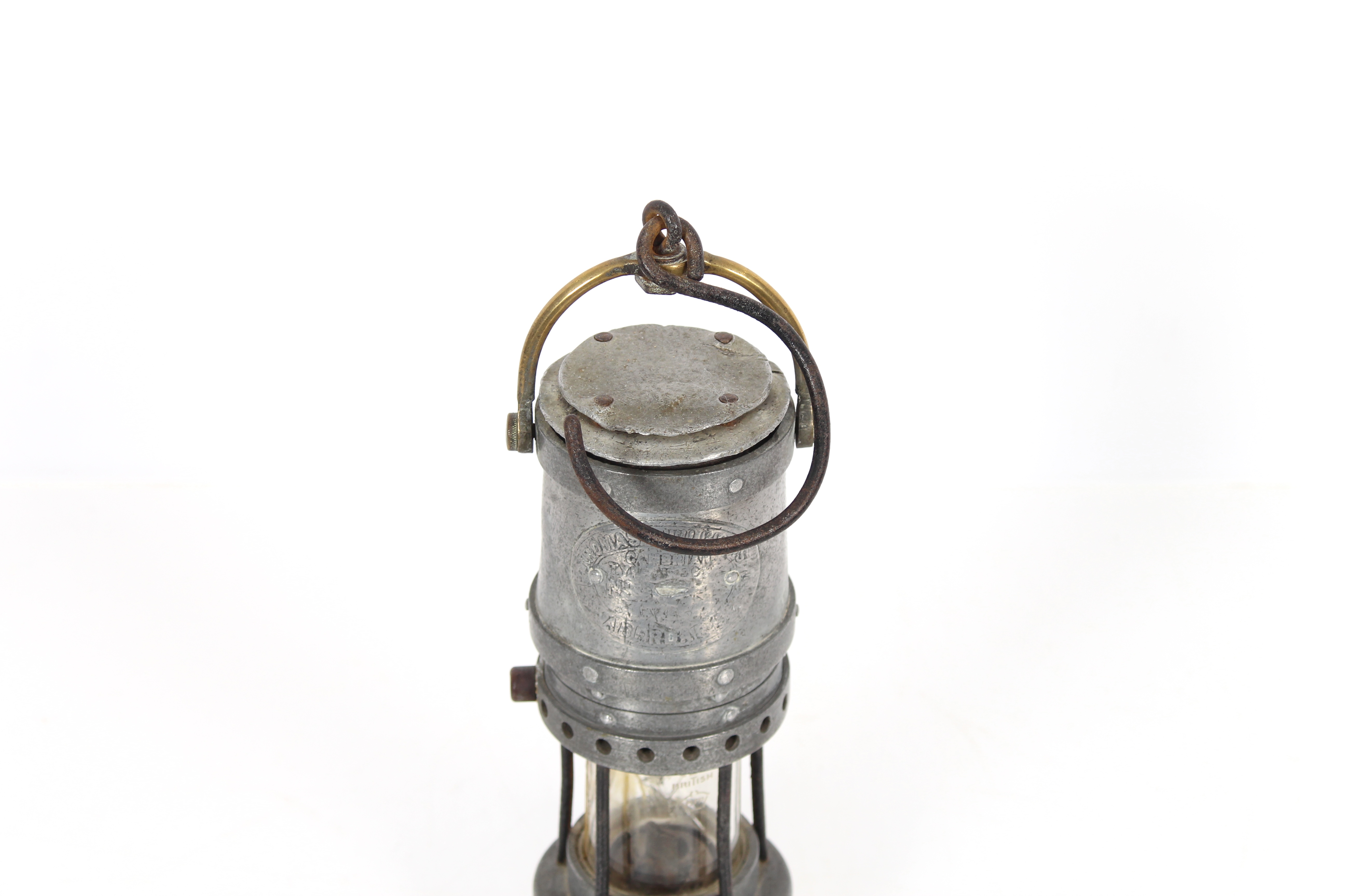 A metal and brass miners lamp by Thomas and Willia - Image 5 of 9