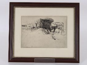 20th Century school, pencil signed etching depicti