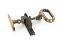 A brass and iron GER carriage handle by Hobbs, Har