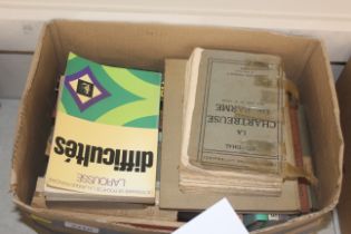 A box of miscellaneous French language books