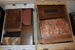 Two boxes of various antiquarian leather books