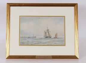 Richmond Markes, watercolour study sailing vessels off of Sheerness, initialled, 18cm x 28cm