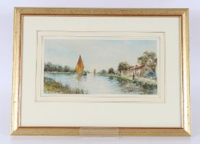 19th Century school, watercolour study of wherries