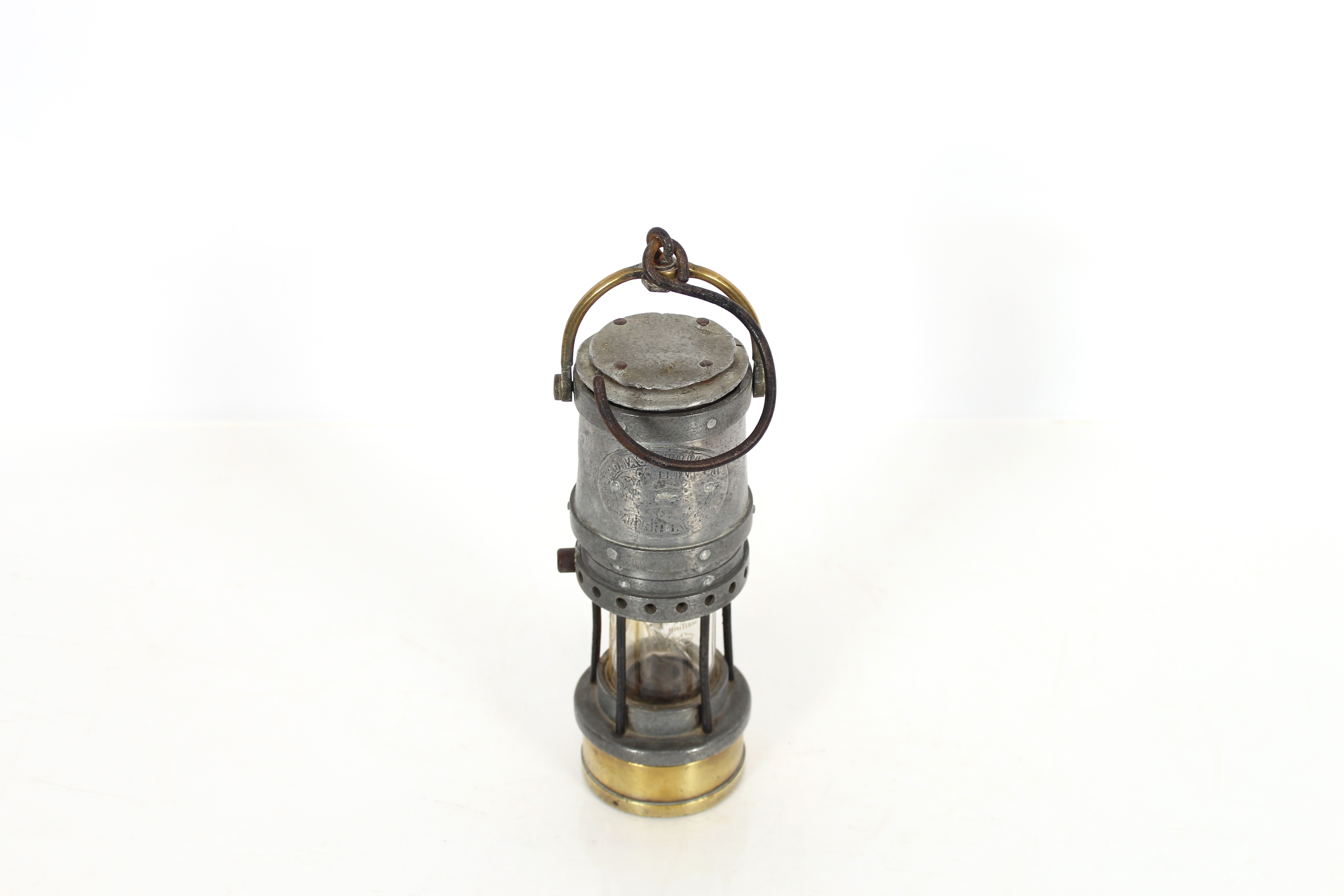 A metal and brass miners lamp by Thomas and Willia - Image 4 of 9