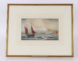 T. Mortimer, British, late 19th / early 20th Century watercolour study fishing vessels with