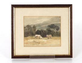 Late 19th Century school, study of cattle grazing,