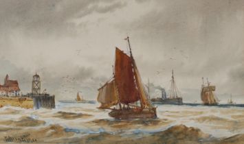 T. Mortimer, British late 19th / early 20th Century watercolour study, vessels coming into a