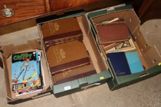 Three boxes of various books and comic books