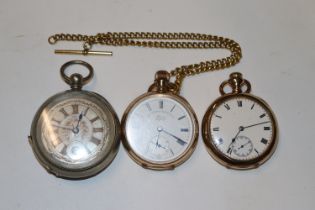 Two gold plated pocket watches and a silver plated