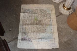 A WWII map of East Anglia with details on airfield