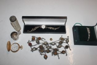 An H Samuel pocket watch; two 925 silver watches;