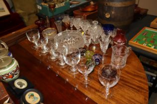 A quantity of various table glassware