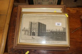 A framed and glazed engraving "Prospect View Of St