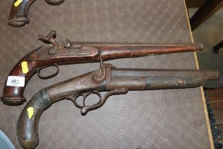 A 19th Century pin fire large pistol made from a l