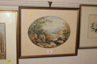 19th Century school, oval watercolour depicting se