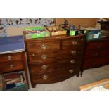 A 19th Century mahogany bow front chest fitted two