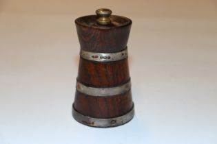 A wooden and silver banded pepper mill, Birmingham