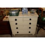 A Victorian painted pine chest fitted two short ov