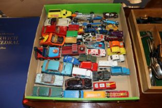 A tray of die-cast vehicles- mostly Corgi